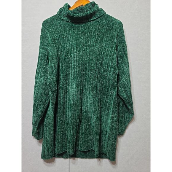 Vintage Forenza Green Chenille Turtleneck Sweater Women’s Med Ribbed Cozy 90s - Picture 2 of 7